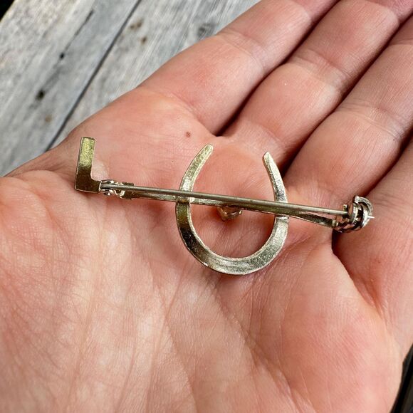 SOLD Vintage Jewelry Horse Riding Brooch Equestrian Brooch Riding Crop Horse - Picture 2 of 2